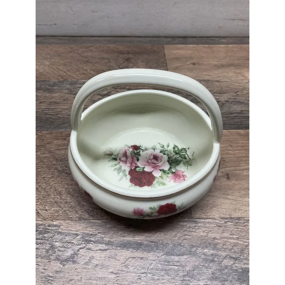 Formalities‎ Baum Brothers Victorian Rose Porcelain Basket Bowl Bedroom Boudoir